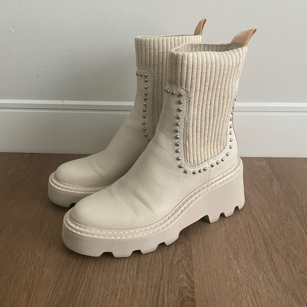 Dolce Vita Hoven H2O Studded Ivory Leather Boots
